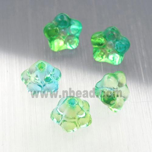 crystal glass flower beads, green