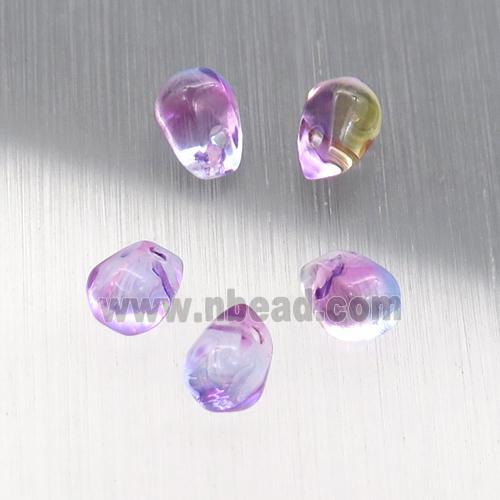 purple crystal glass teardrop beads
