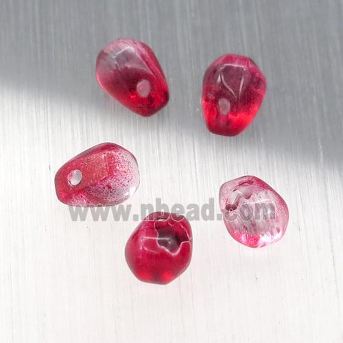 red crystal glass teardrop beads