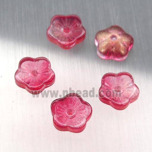 red crystal glass capbeads