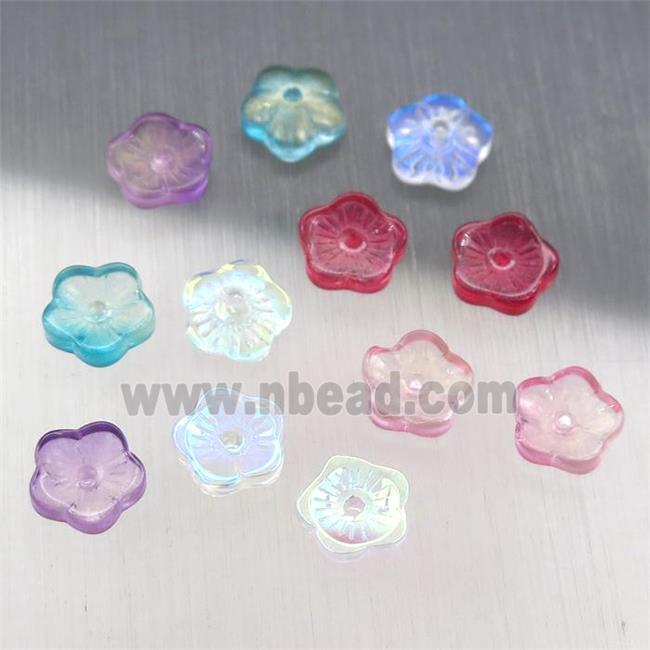 crystal glass capbeads, mixed color