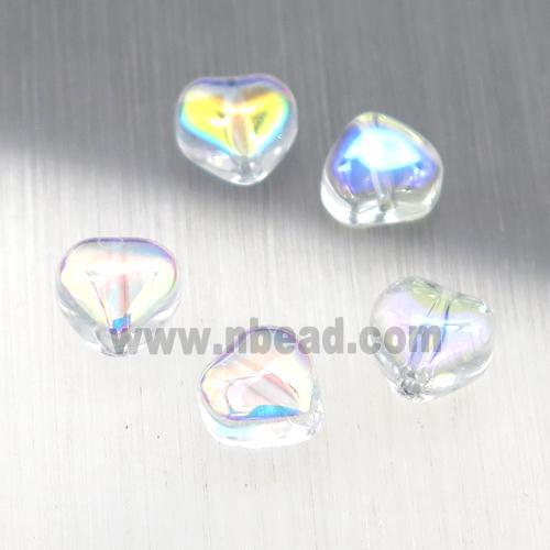 clear crystal glass heart beads, AB-color electroplated