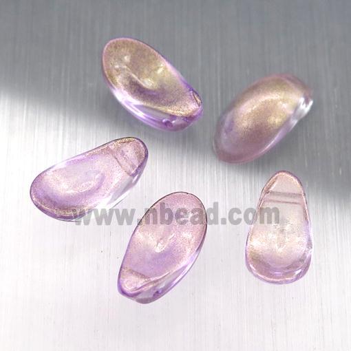 purple crystal glass petal beads