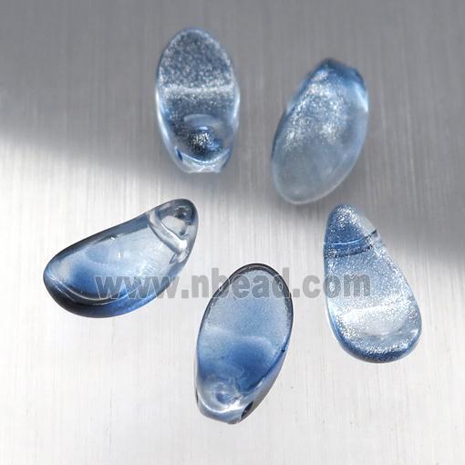 seablue crystal glass petal beads