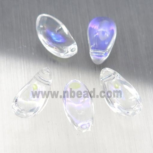 clear crystal glass petal beads, AB-color electroplated