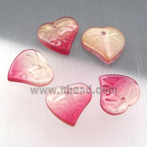 crystal glass leaf beads, red