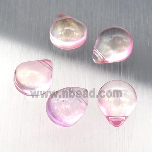 pink crystal glass teardrop beads