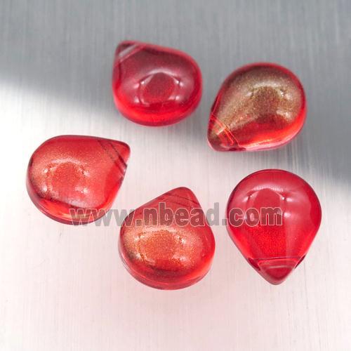 red crystal glass teardrop beads