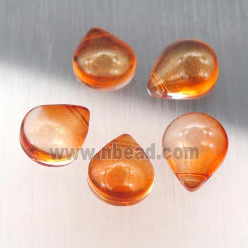 orange crystal glass teardrop beads