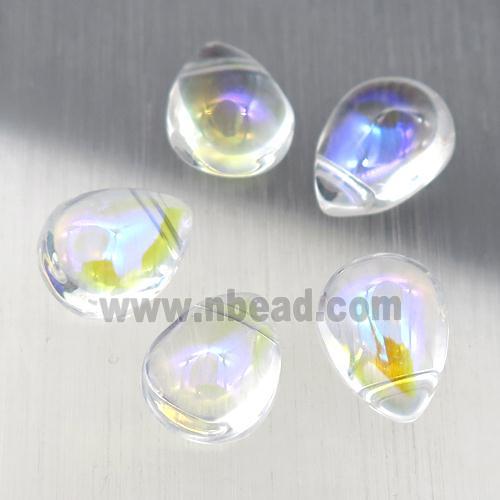 clear crystal glass teardrop beads, AB-color electroplated