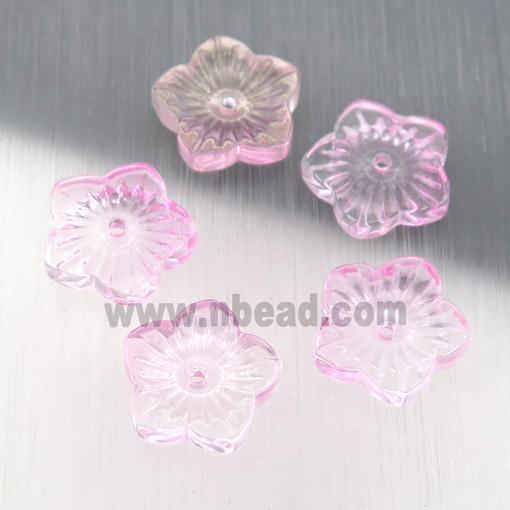 pink crystal glass flower beads