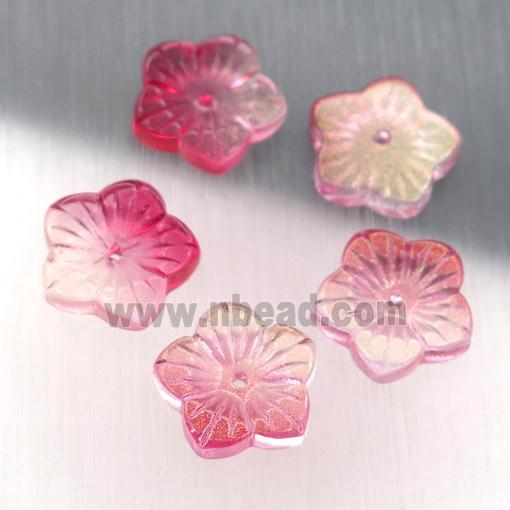 red crystal glass flower beads