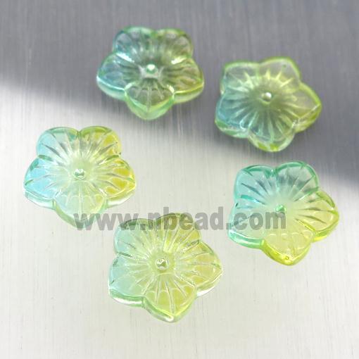 crystal glass flower beads, multicolor