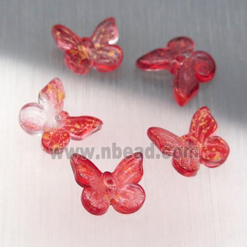 red crystal glass butterfly beads