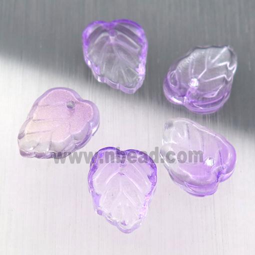purple crystal glass leaf beads
