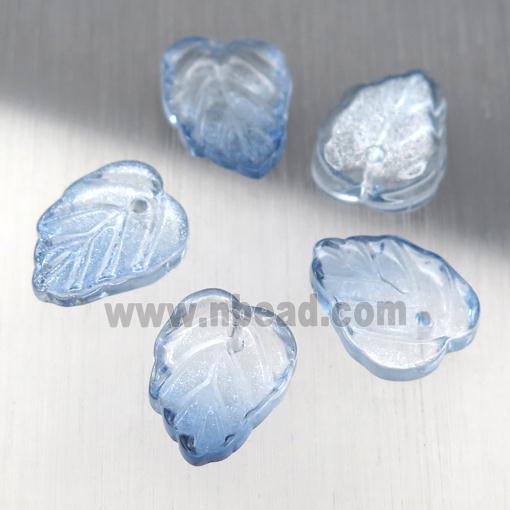 blue crystal glass leaf beads