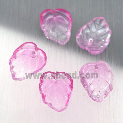pink crystal glass leaf beads
