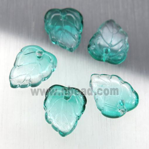 green crystal glass leaf beads