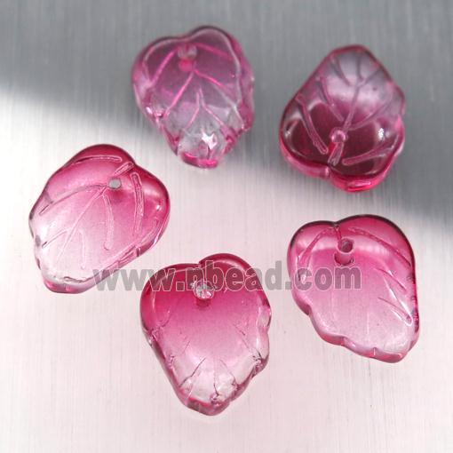 red crystal glass leaf beads