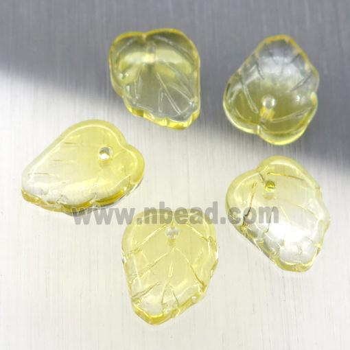 yellow crystal glass leaf beads