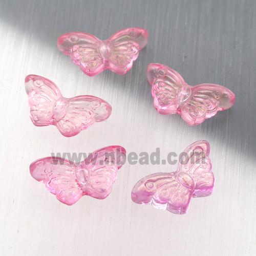 pink crystal glass butterfly beads