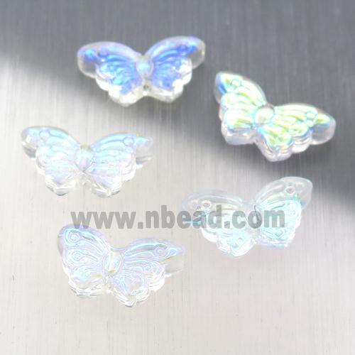 clear crystal glass butterfly beads, AB-color electroplated