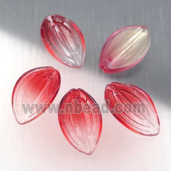 red crystal glass petal beads