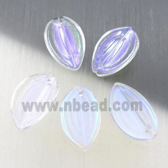 clear crystal glass petal beads, AB-color electroplated