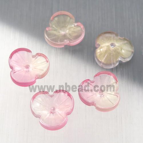 pink crystal glass clover beads
