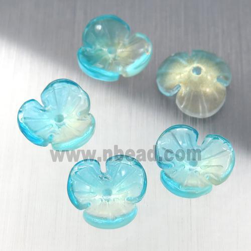 teal crystal glass clover beads