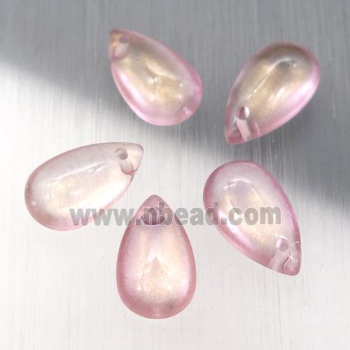 pink crystal glass teardrop beads