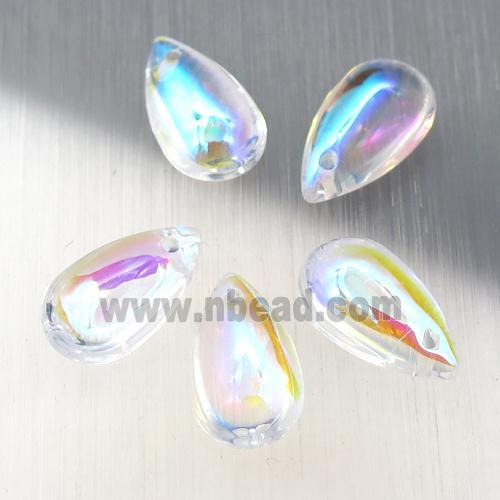 clear crystal glass teardrop beads, AB-color electroplated