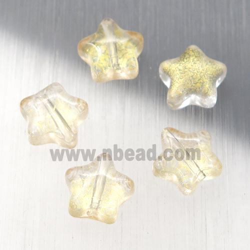 crystal glass star beads, yellow