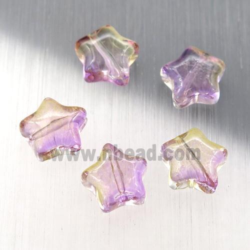 purple crystal glass star beads