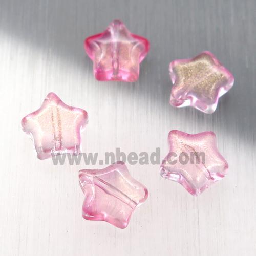 pink crystal glass star beads