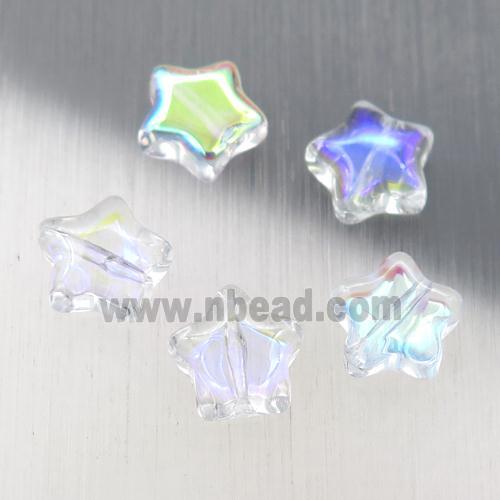 clear crystal glass star beads, AB-color electroplated