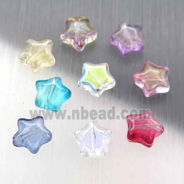 crystal glass star beads, mixed color