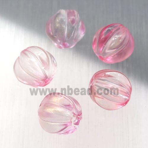 pink crystal glass melon beads