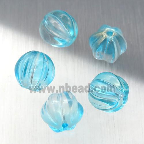 teal crystal glass melon beads