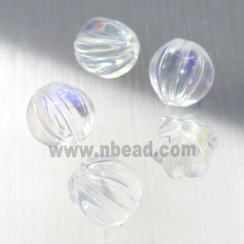 clear crystal glass melon beads, Ab-color electroplated