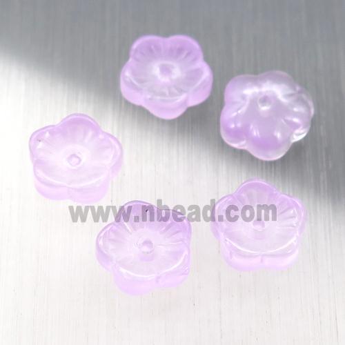 purple jadeite glass flower capbeads