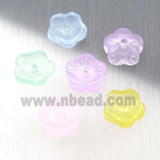 jadeite glass flower capbeads, mixed color