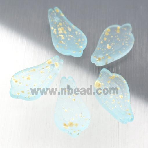 matte jadeite glass petal beads, blue