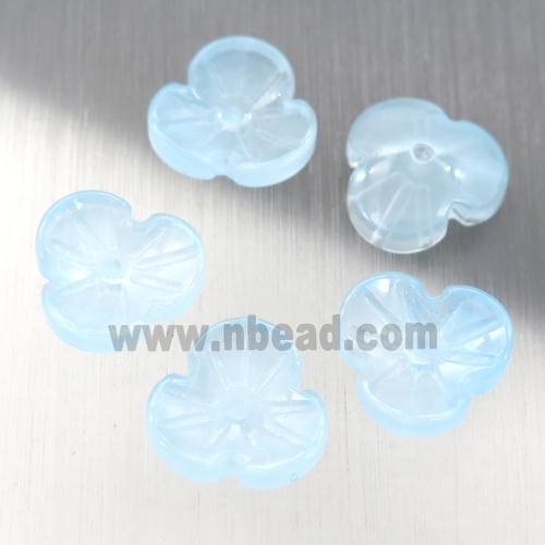 blue jadeite glass clover beads