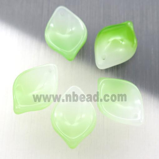green jadeite glass leaf beads