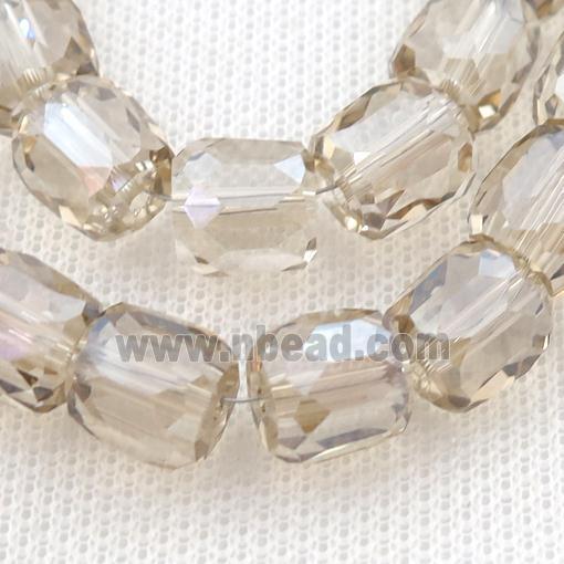 champagne Crystal Glass barrel beads, faceted