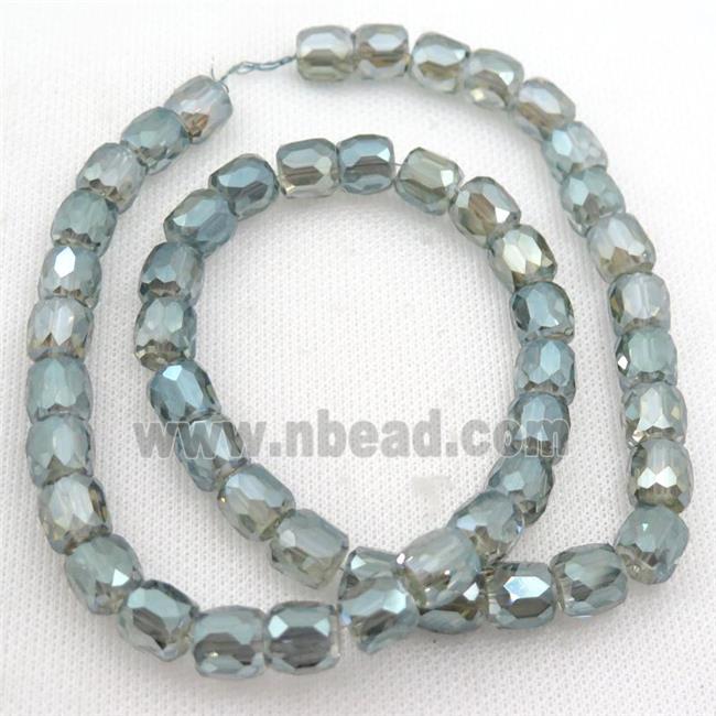 green Crystal Glass Beads, faceted barrel