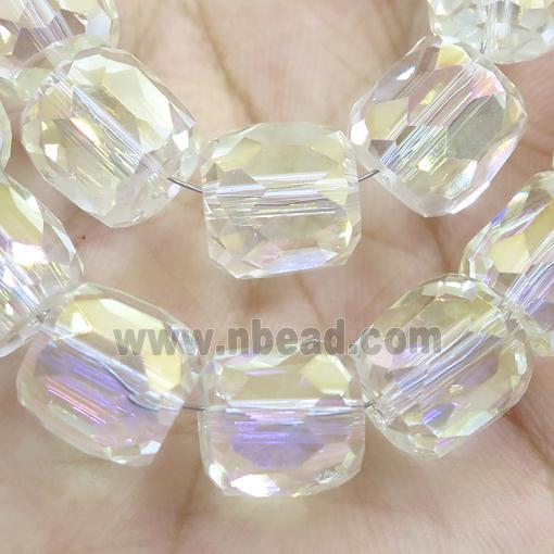 Crystal Glass Beads, faceted barrel