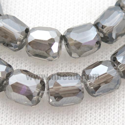 gray Crystal Glass Beads, faceted barrel