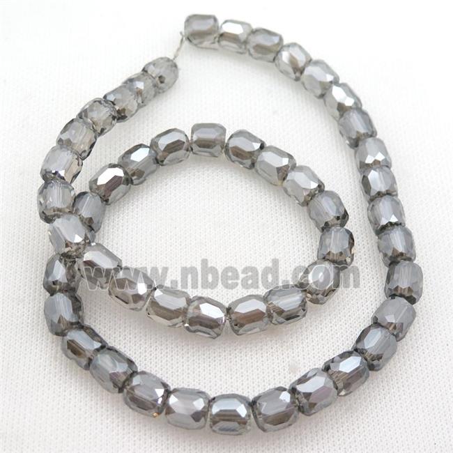 gray Crystal Glass Beads, faceted barrel